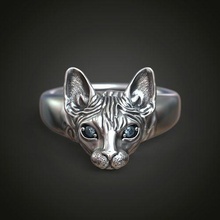 esfinge gato anel joias in olhos peterbald donskoy canadiansphynx calvo pele animal joalheria fofa olho arte natureza argolas 3d print model - Mito3D
