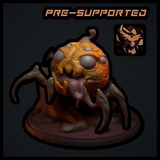 spider-pumpkin halloween horror sculpture creature statue spooky monster scary dark mythological fear decoration display figure pre supported presuported 3dprinting art sculptures 3d print model - Mito3D