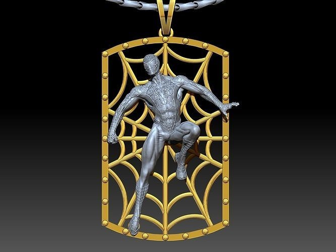 ragno uomo pendente scultura gioielleria oro collana 3d Stampa modello argento testa anatomia stampabile artistico arte bellezza ciondoli statua meraviglia 3D print model - Mito3D