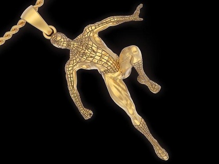 spider man pendant sculpture jewelry gold necklace 3d print model silver head anatomy printable artistic art beauty pendants statue marvel 3d print model - Mito3D