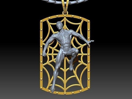 spider man pendant sculpture jewelry gold necklace 3d print model silver head anatomy printable artistic art beauty pendants statue marvel 3d print model - Mito3D