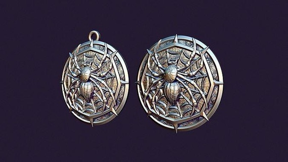 spider medallion buckle profile casting pendant coulomb pendent gold silver jewelry jewellery jewel necklace printable brooch pendants 3d print model - Mito3D