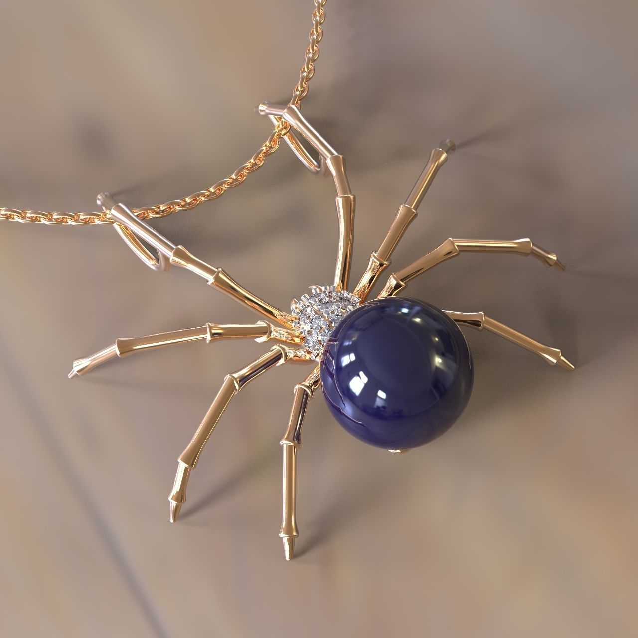 spider Perle Anhänger-Brosche Schmuck gem Juwel gold 3dmodel 3dprint bedruckbar ist der Prototyp 3djewel 3dwax Wachs 3dprintmodel printjewel genial pearl - Fräsen cnc Maschine Insekt Anhänger 3D print model - Mito3D