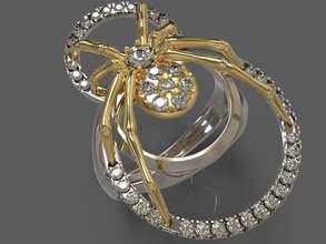 spider ring jewelry rings rhino modeler 3d black widow brilliant engagement fashion beauty gem gemstone gold jewellery 3d print model - Mito3D