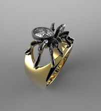 araignée bague animal nature or argent 14k bijoux chenille forêt sterling anneaux 3d print model - Mito3D
