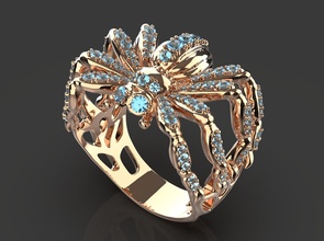 spider ring gem jewelry gold silver printable brilliant diamond sterling precious fashion beauty rings 3d print model - Mito3D