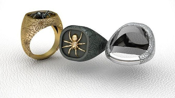 aranha anel joalheria moda jóias jóia prata argolas animal masculino homem 3d print model - Mito3D