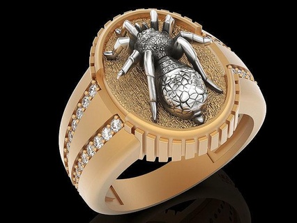 aranha anel ouro prata imprimível joalheria 3d modelo esterlina Projeto branco Casamento noivado colar moda beleza zbrush platina gema diamante brilhante argolas 3d print model - Mito3D