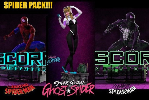 spider world pack spiderman symbiote gwenspider 3dprinting digitalsculpt marvel collectibles statue art comic collector 3dmodel 3dprint games toys 3d print model - Mito3D
