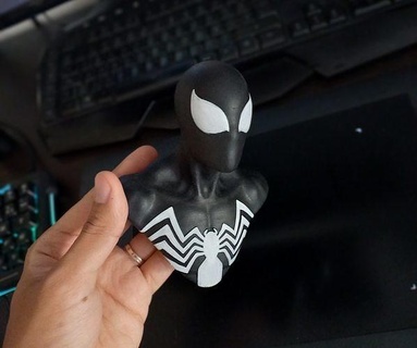 hombre araña espalda in negro peter parker veneno carnicería gwen asombroso superhéroe maravilla cómic hierro rígido arte esculturas 3d print model - Mito3D