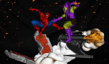 homem aranha vs verde goblin 3d impressão spidermanvsgreengoblin 3dprinting arte esculturas 3d print model - Mito3D