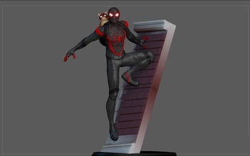 spiderman ps5 miles morales statue wall version marvel hero games toys 3d print model - Mito3D