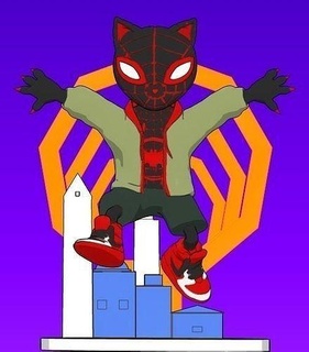 spiderverse miagola morales uomo Ragno meraviglia supereroe ragno eroe miglia comico gatto spidercat scolpire figura carattere arte fan art sculture 3d print model - Mito3D