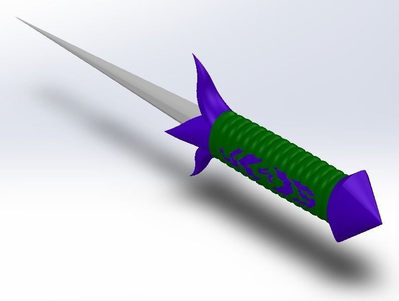 spiked dagger - 405mm in length 16 inches design weapon blade hobby diy knife bladed long 15 decimal 9 3d printed model stl files obj ply file 3D print model - Mito3D