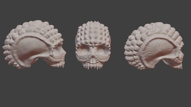 cravado crânio pacote esqueleto osso morto morte humano cabeça fantasia ficcional criatura assustador Espinho reptiliano réptil Ciência Bruxas arrepiante caroço arte esculturas 3d print model - Mito3D