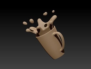 spilled cup of coffee drink milk isolated container food liquid calcium cooking studio bottle nature white shipping cargo close up house kitchen dining 3d print model - Mito3D
