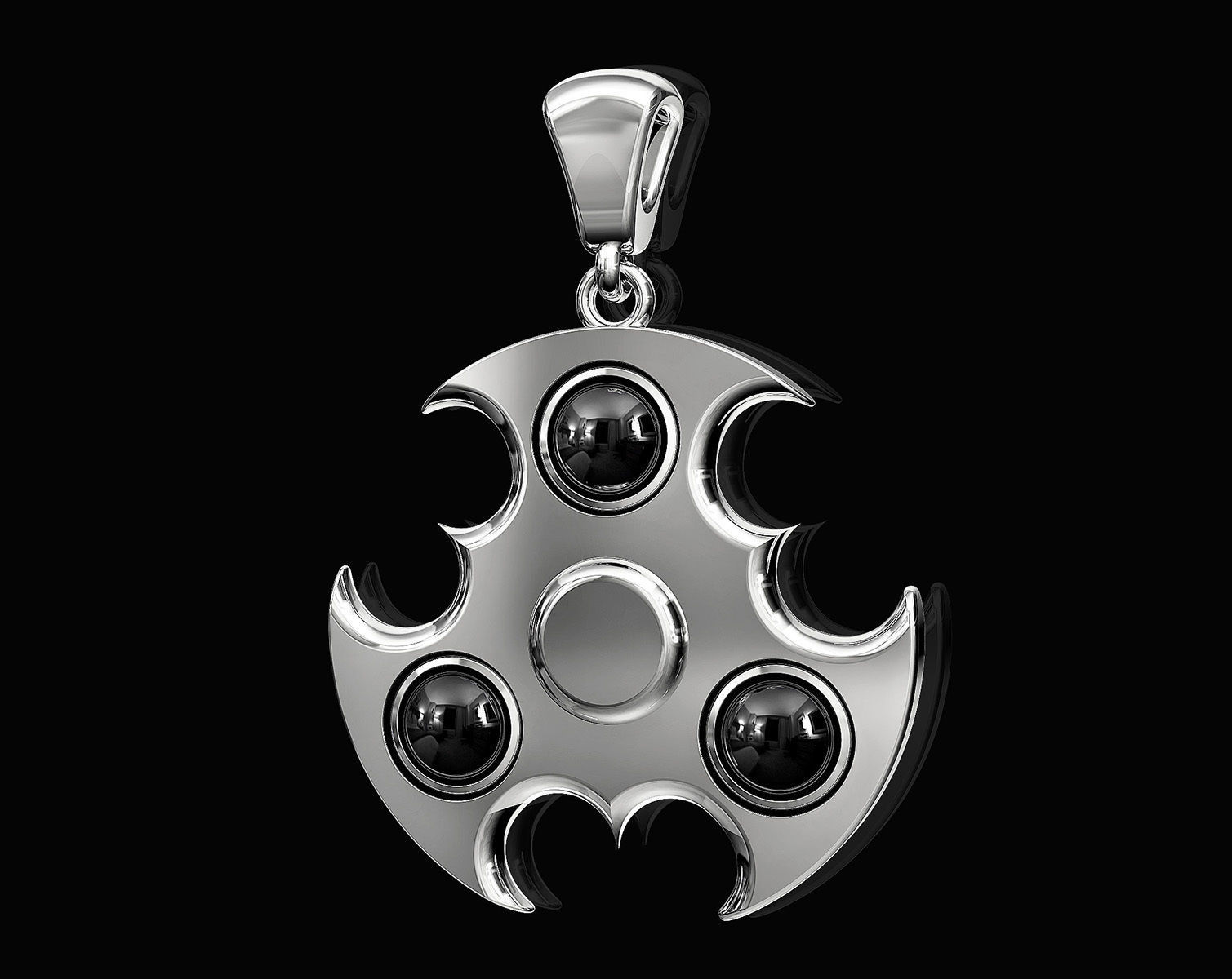 spinner pendant jewelry stl printable pendants gold silver platinum animal sterling stylish fashion 3d men women cabchon black 3D print model - Mito3D