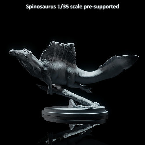 espinossauro natação 1 35 escala pre supported dinossauro animal fera criatura figura modelo realista réptil miniatura imenso marinho dnd dormindo repouso terópode Espinho arte 3D print model - Mito3D