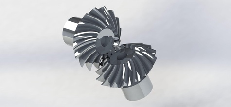 spiral bevel gear - ratio 1 tooth 16 machinery precision steel power turning balance science engineering 3d print model - Mito3D