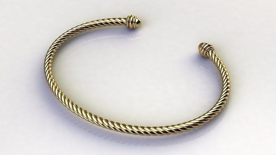 spiral cable bracelet jewel jewelry jewelery jewellery jeweler gold silver printable fashion beauty bracelets bangle yurman 3d print model - Mito3D