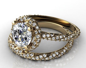 espiral de halo anillo compromiso la banda lateral joyería diamante oro joya gem brillante moda imprimible los anillos 3d print model - Mito3D