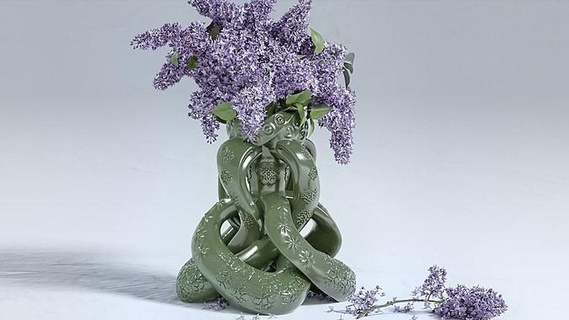 sarmal düğüm çiçek vazo Gemi dekor ev eşyaları gül Sanat Öz Kulp destek dekorasyon gösteri parçası geometrik şekil botanik 3d print model - Mito3D