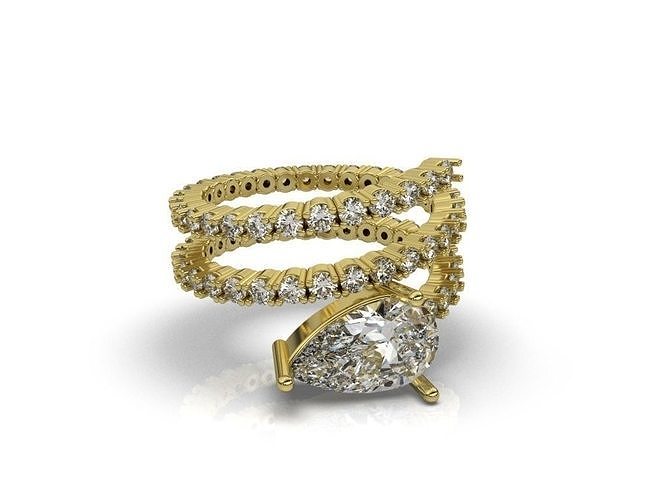 spirale bague bijoux précieux or mode imprimable anneaux diamant mariage engagement solitaire femmes gemme calcul argent 3D print model - Mito3D
