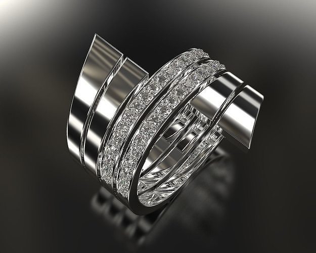 sarmal yüzük takı moda yazdırılabilir 3dmodel gümüş angagem elmas mücevher düğün yüzükler 3D print model - Mito3D
