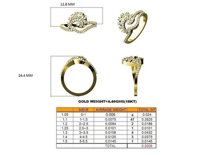 spiral shaped gold ring diamonds 1 brilliant cad design detail diamond engagement gem jewel jewellery platinum printable rings silver wedding pentant jewelry 3d print model - Mito3D