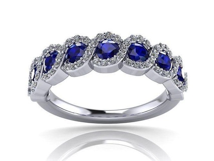 sarmal örgü yıldönümü nişan yüzük safir hale elmas altın takı yazdırılabilir mücevher düğün parlak moda elmaslar yüzükler Küba 3d print model - Mito3D
