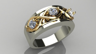 espiral mulher anel ouro prata luxo moda imprimível joalheria platina brilhante gema diamante beleza mulheres 3d esterlina zee rinoceronte argolas 3d print model - Mito3D