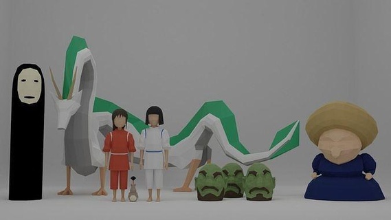 fougueux lowpoly personnages ghibli chihiro Miyazaki anime mignonne personnage miniatures figurines chercher yubaba animation collectionner jouets Totoro dessin animé art 3dprint 3d print model - Mito3D
