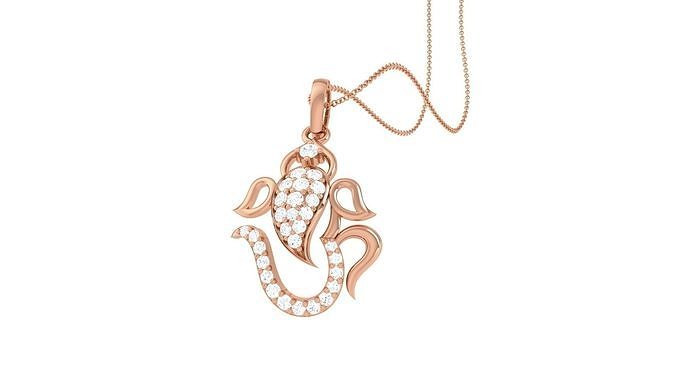 spirituel ganesha pendentif collier bijoux diamant imprimable gemme bijou or pendentifs breloques lumière wt seigneur om yoga 3D print model - Mito3D