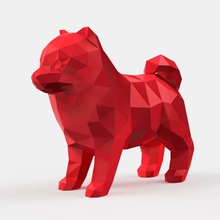 loulou poly polygonal sculpture of chien animal lowpoly poméranie lulu sculpter décor allemand allemand exotique art sculptures 3d print model - Mito3D