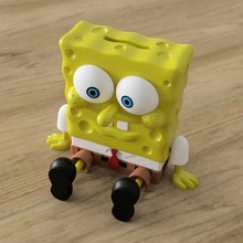 spongebobe kumbara sünger bob madeni para 3dprint değişiklik monay karakter plastik şirin karikatür epong deniz sarı oyunlar oyuncaklar 3d print model - Mito3D