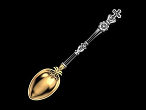 spoon cross jewelry print 3dprinted jewellery printable design jewel golden printabl printing gold prototyping silver religious church christian bible 3d print model - Mito3D