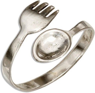 Löffel Ring Geschirr Haushaltswaren druckbar Silber Diamant Ringe hängend Halskette Schmuck 3d print model - Mito3D