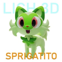 esprigato 3d impresión stl obj fbx pokemon escarlata Violeta gato verde inicio césped nintendo Pikachu anime criatura juegos juguetes 3d print model - Mito3D