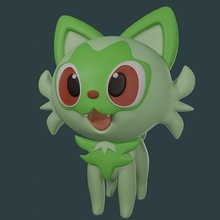 esprigato pokemon pokebola Pikachu manga gato verde césped tipo escarlata inicio fuecoco quaxly Pato juegos juguetes 3d print model - Mito3D
