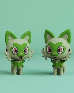 sprigatito game toy action pokemon anime japan tokio cartoon art manga cute home collectible sculpture character games toys 3d print model - Mito3D