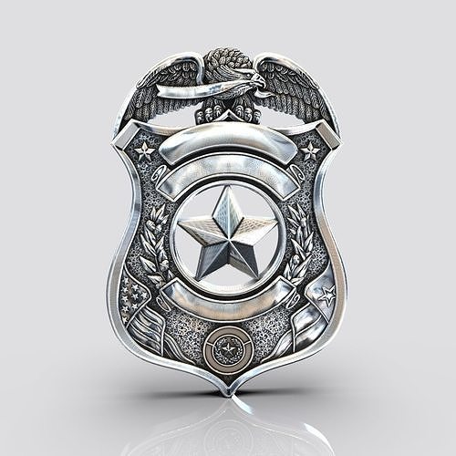 printemps isd police badge sculpture 3d modèle cnc ruban manteau couronne étoile aigle gland bouclier pièces monnaie badges art bras 3D print model - Mito3D