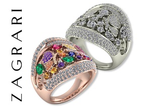 spring ring jewelry gold shining luxury carat gem precious jewel diamond various models brilliant rings 3d print model - Mito3D