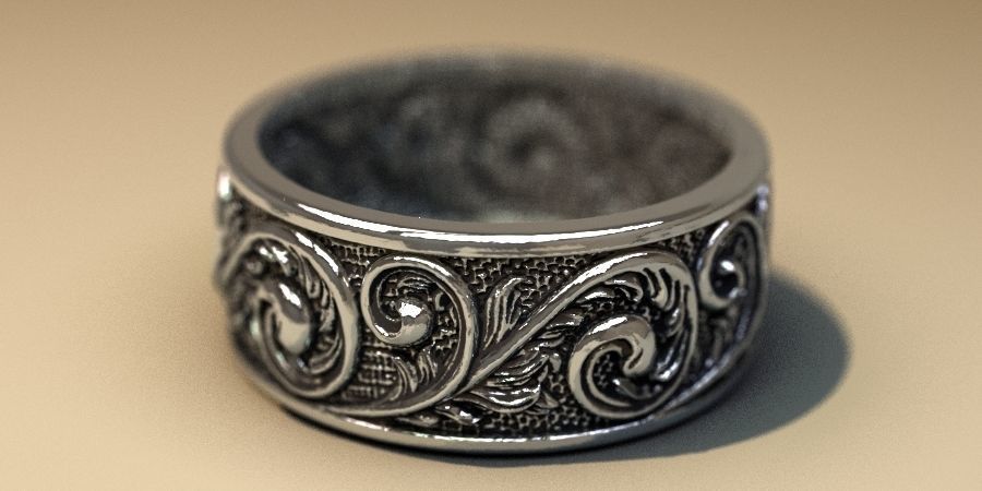brotaron adorno en forma de anillo la joyería germinados ornamento flor plata simple los anillos antigüedad 3D print model - Mito3D