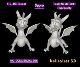 Spyro 3d imprimable modèle dragon figure figurine statue fantaisie créature magique sculpture personnage célèbre animal dinosaure mythique dessin animé impression héros art miniature 3d print model - Mito3D