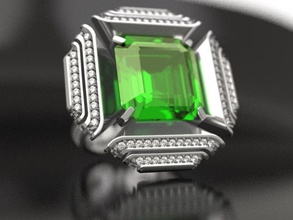 square-ring jewelry square emerald expensive big beautiful fashion love bright luxury great grand excellent sumptuous replica precision rings photo 3d print model - Mito3D