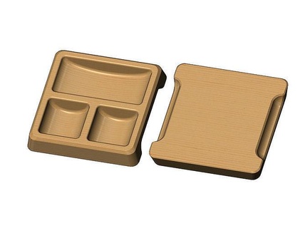 square 3 pockets serving tray relief bowl wood wooden houseware kitchenware plate dish printable cnc carving artcam decor ashtray tableware keybowl house kitchen dining 3d print model - Mito3D