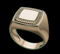 square antique men signet rope twist ring jewelry luxury jewel modern mens fashion unisex design gem diamond stone trend rings 3d print model - Mito3D