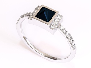 square black diamond ring jewelry silver engagement jewel gem gold printable glamour woman fashion wedding bride rings 3d print model - Mito3D