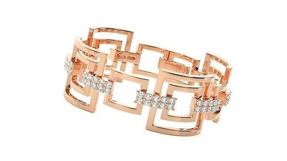 square chain link high jewelry diamond bracelet 3dm stl renders heavy unisex printable jewel wedding jewellery luxury bracelets cuban italian 3d print model - Mito3D