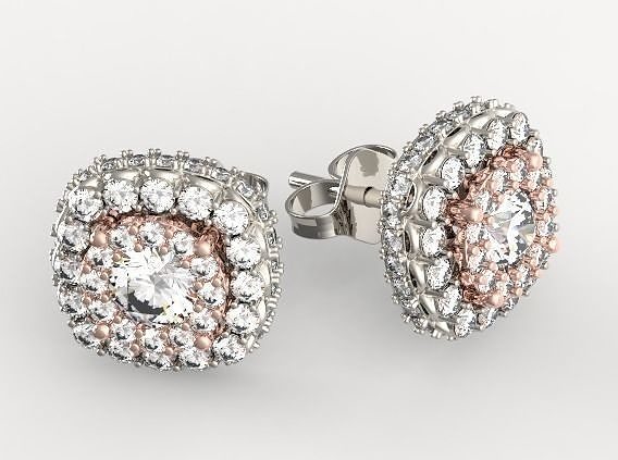 square diamond earrings 001 jewelry jewel design gold silver printable ring jewellery brilliant fashion beauty 3D print model - Mito3D